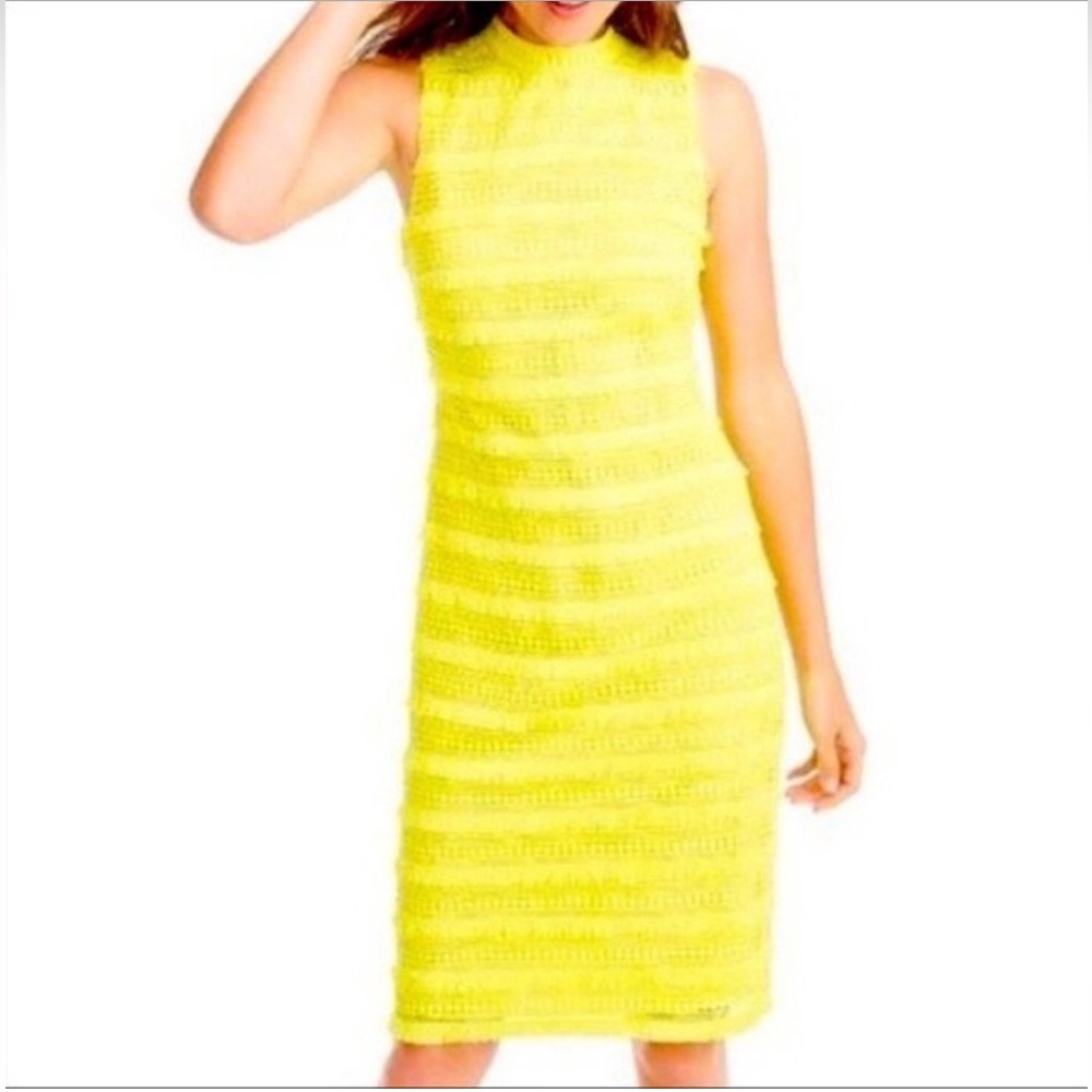 J. Crew Vibrant Yellow/Lemon Fringe Shift Dress